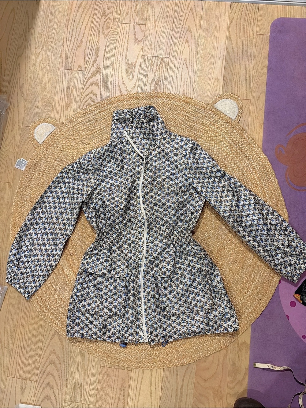 Tory Burch Quilted Floral Print Women's Jacket - Blue & White